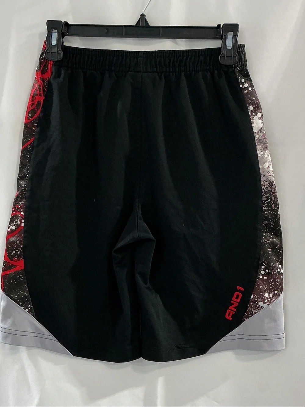 And1 Black Shorts with Red and White Accent Panels